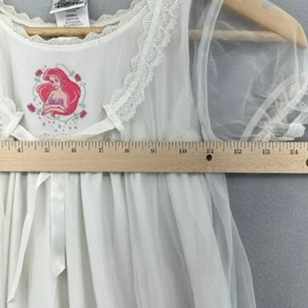 VTG Disney Ariel The Little Mermaid White Lace Mesh Nightgown Kids XS 1990s RARE
